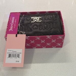 Juicy Couture Black Wallet with double zip around & heart charm